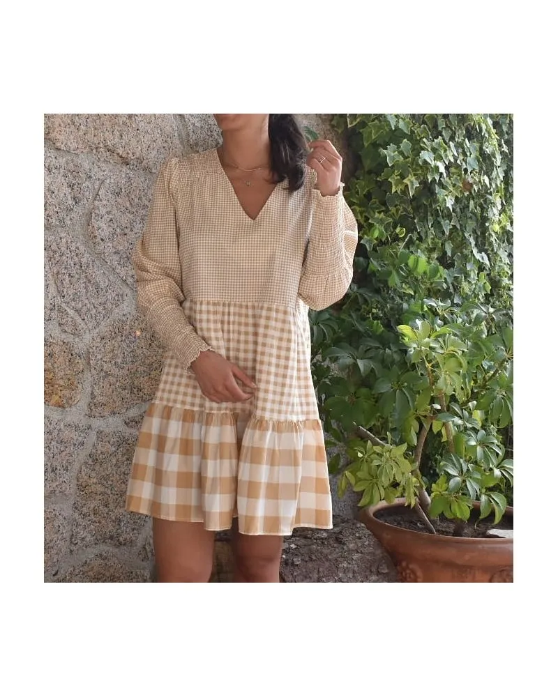 Vestido Vichy beige ndbshoponline