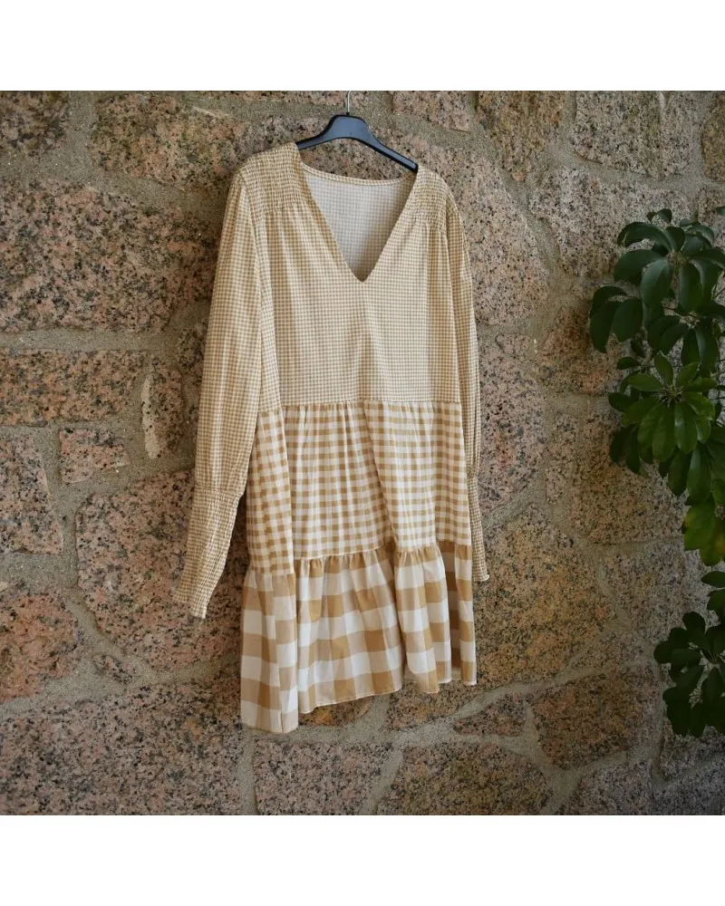 Vestido Vichy beige ndbshoponline