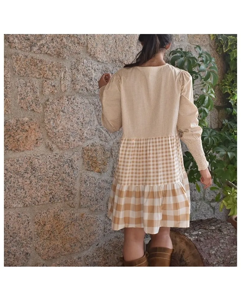 Vestido Vichy beige ndbshoponline