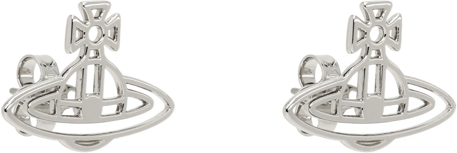 Vivienne Westwood Thin Lines Flat Orb Stud Earrings
