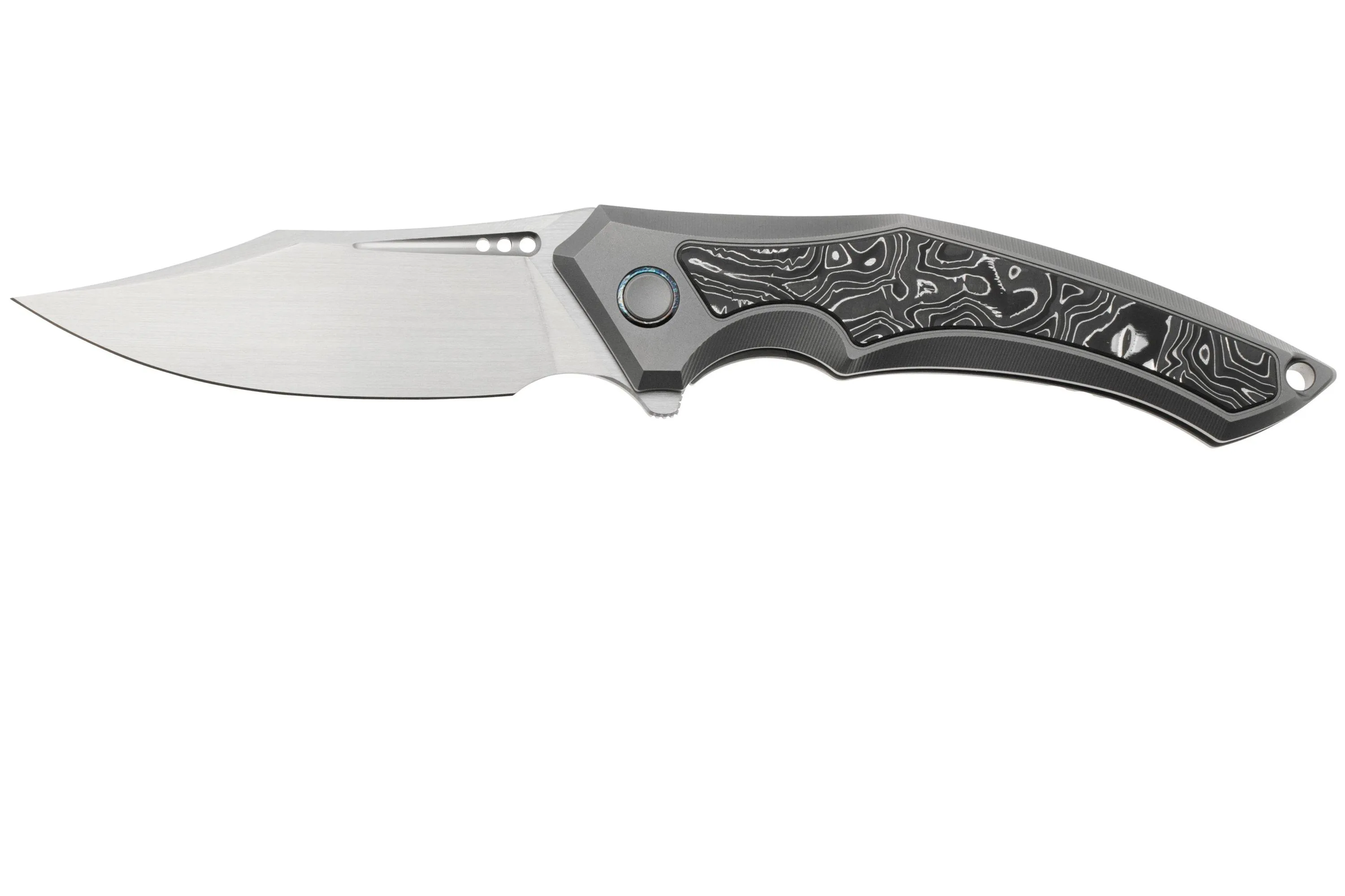WE KNIFE ORPHEUS WE230092 CPM 20CV, GRAY TITANIUM, ALUMINIUM FOIL CARBON FIBER, NAVAJA