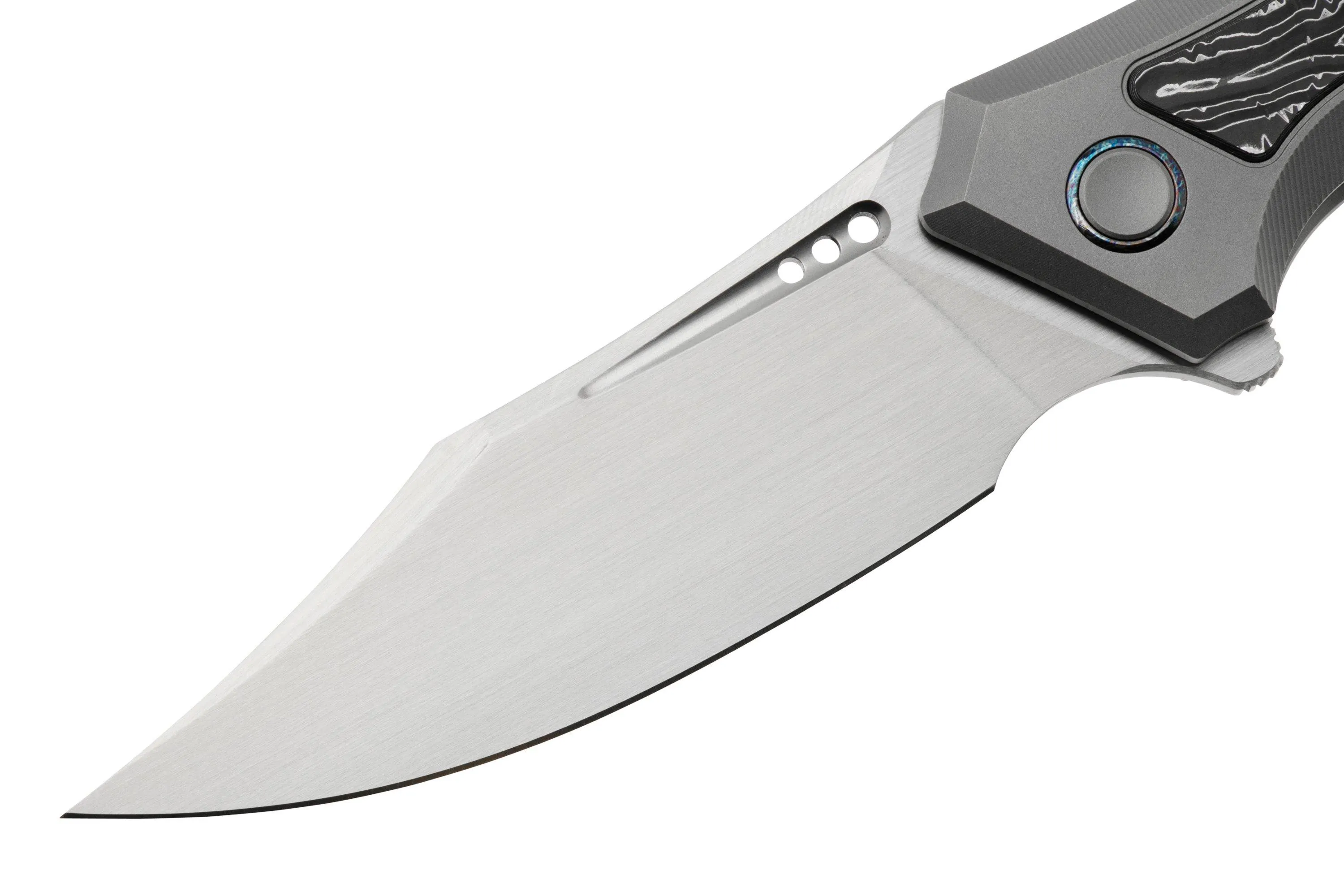WE KNIFE ORPHEUS WE230092 CPM 20CV, GRAY TITANIUM, ALUMINIUM FOIL CARBON FIBER, NAVAJA