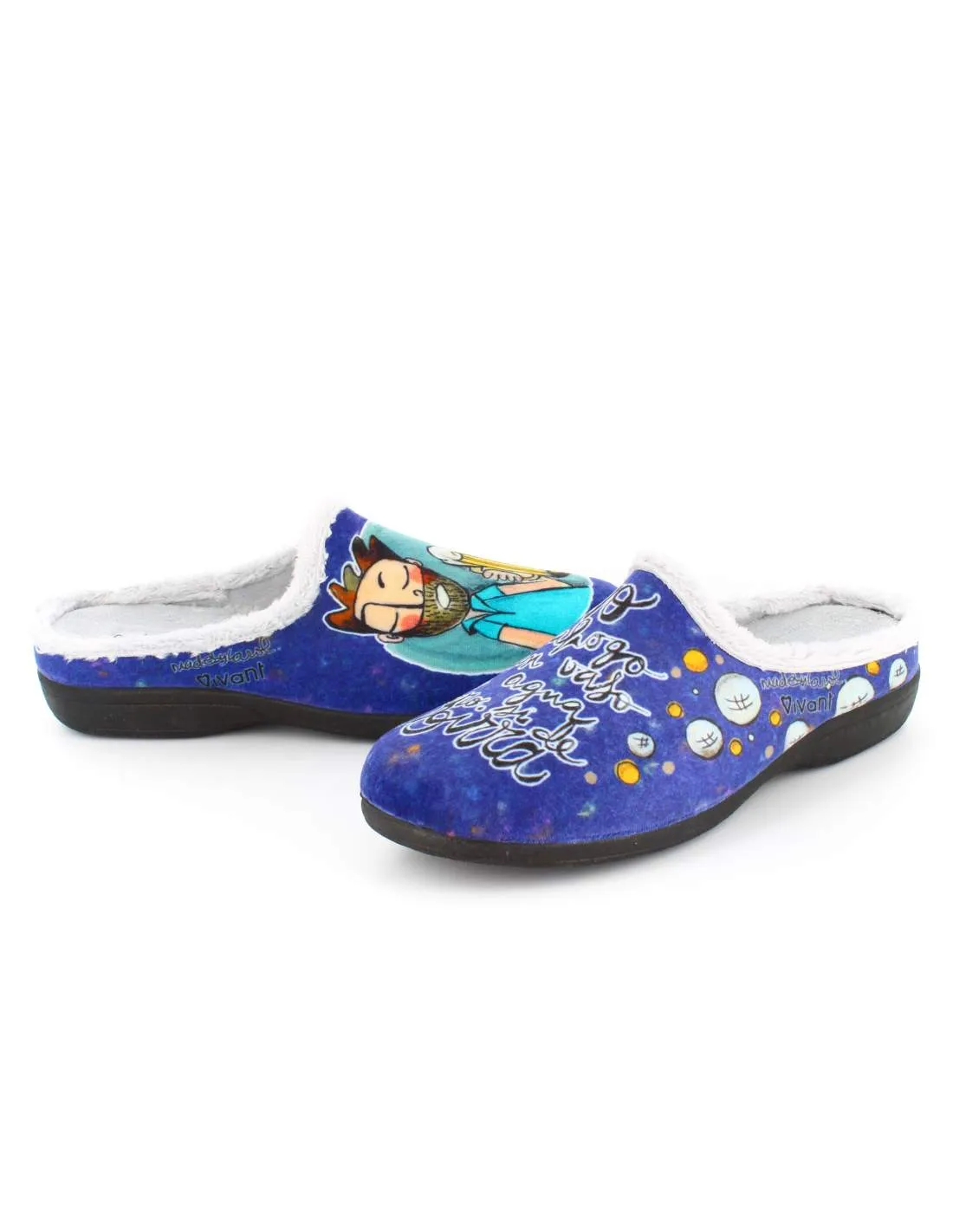 Zapatilla de Casa "No me ahogo en un vaso de agua pero si de birra" Inverness Marino