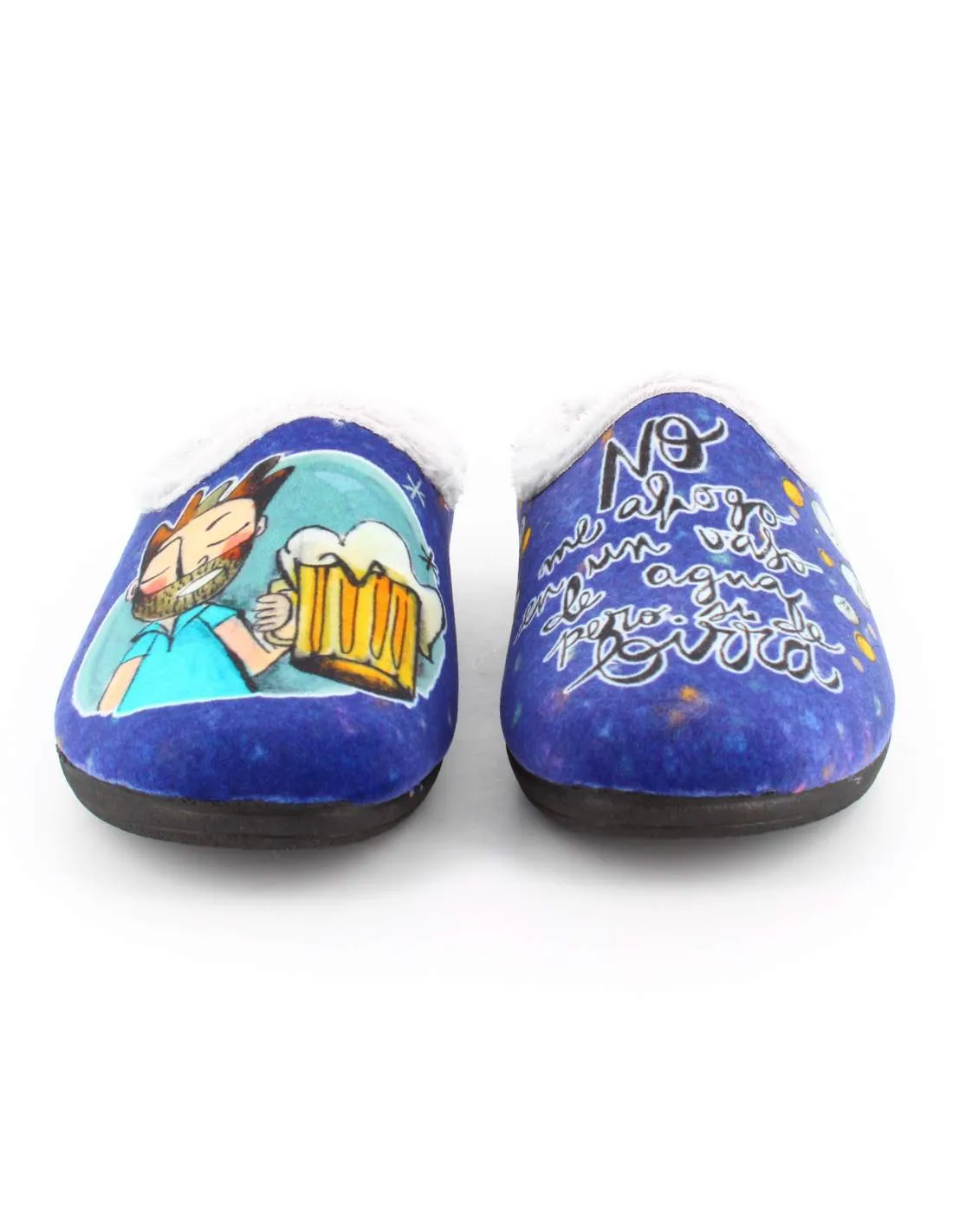 Zapatilla de Casa "No me ahogo en un vaso de agua pero si de birra" Inverness Marino