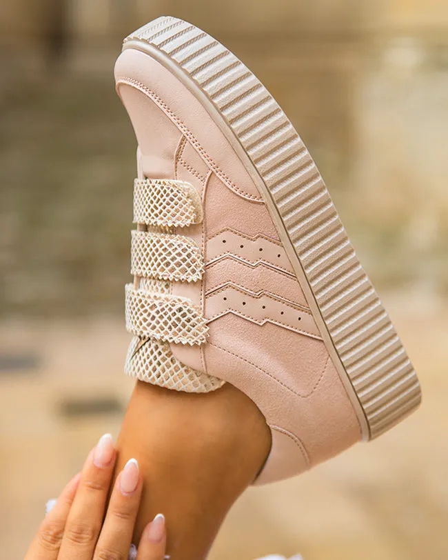 ZAPATILLAS DE MUJER EN COLOR NUDE CON CIERRE DE VELCRO  CL64 PINK