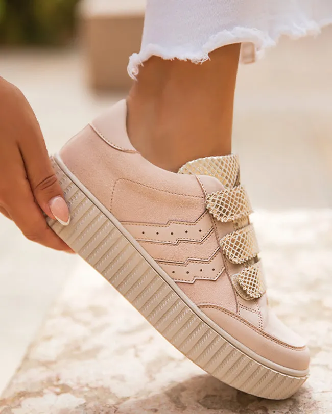 ZAPATILLAS DE MUJER EN COLOR NUDE CON CIERRE DE VELCRO  CL64 PINK