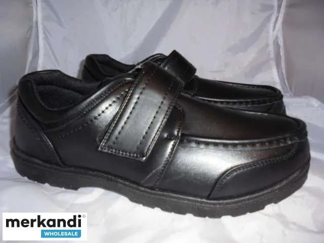 Zapato sintético negro con cierre de tira de velcro para hombre. Tallas del Reino Unido 6 x 11