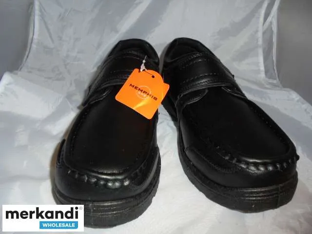 Zapato sintético negro con cierre de tira de velcro para hombre. Tallas del Reino Unido 6 x 11