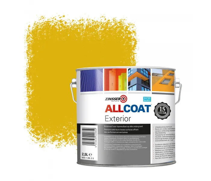 ZINSSER ALLCOAT PINTURA EXTERIOR PARA PAREDES RAL 1032 AMARILLO RETAMA  2,5 LITRO