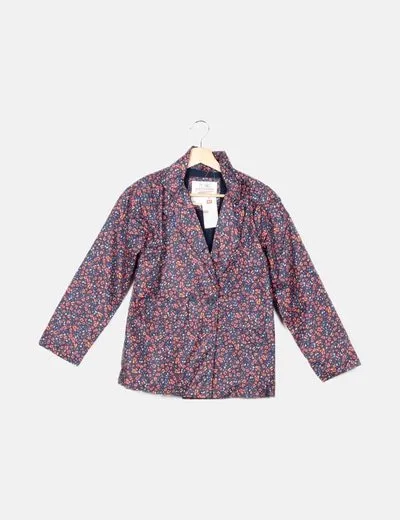 ZY Blazer azul marino estampado floral
